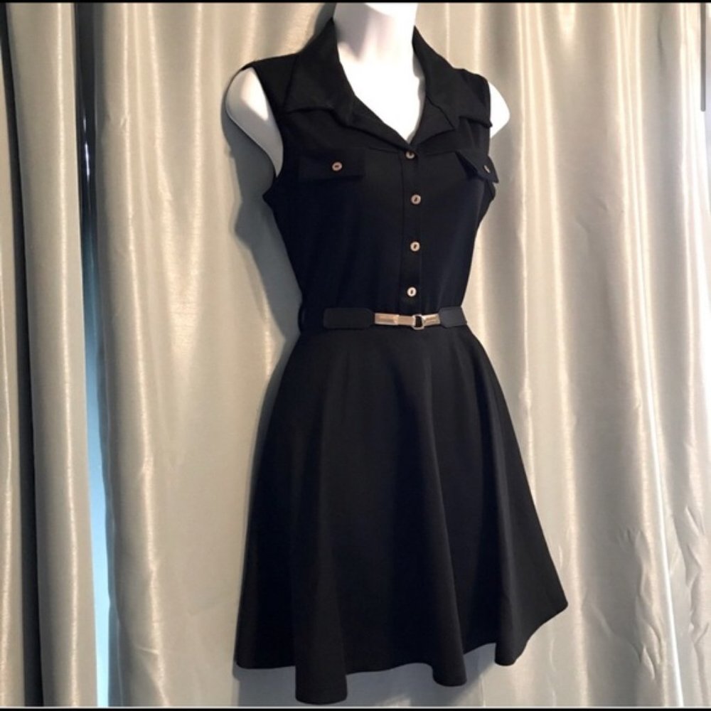 Lovely Day black dress with collar and belt - Picture 3 of 9